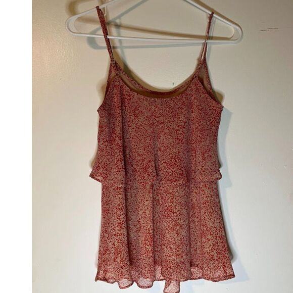 Cabi Bohochic Red/Pink Abstract Print Cottagecore Tiered Lined Sleeveless Top XS - Picture 4 of 5